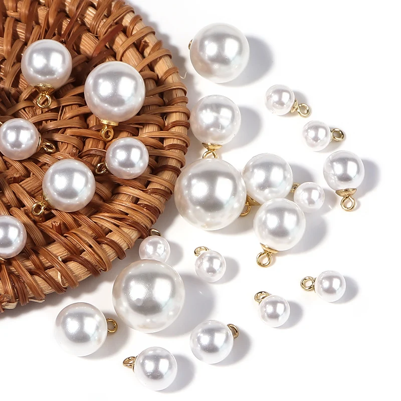 20 Teile/los Imitation Perle Anhänger Weiß ABS Perle Halbe Loch Perlen für Schmuck Machen DIY Halskette Ohrringe Charms Zubehör