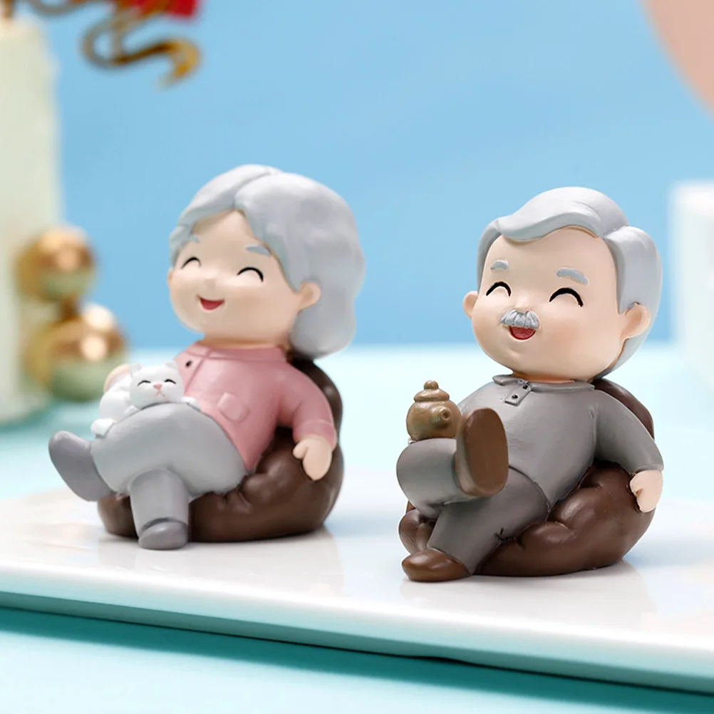 

Sofa Grandpa Elderly Couple Statue Desktop Decoration Wedding Anniversary Cake Decor Gift For Parents Grandfather Figure