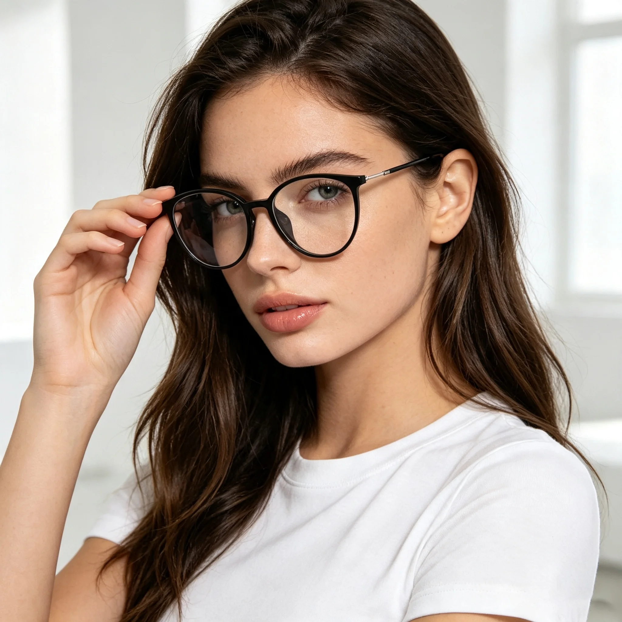 Round Photochromic Anti Blue Light Myopia Glasses Light Sensitive TR Metal Frame For Men Women 0 To ‑400 Diopters Home Office