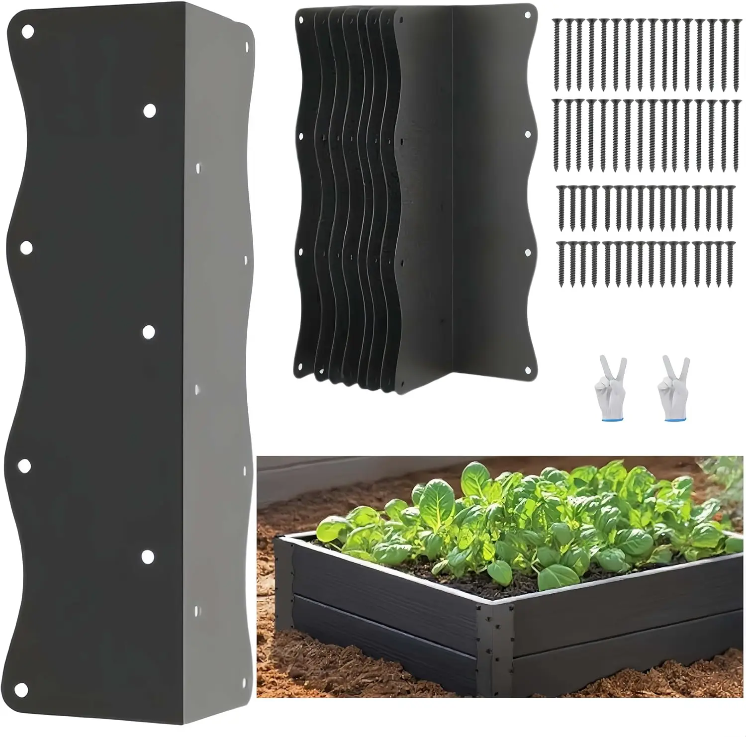 

8 Pack Raised Garden Bed Corner Brackets Kit for 20"-24" Raised Bed, 11" Heavy Duty L Shaped Garden Bed Connectors with Screws,
