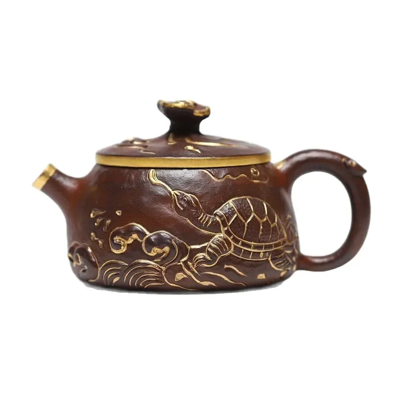 

Handmade gold-painted purple mud high temperature kiln change creative purple clay pot