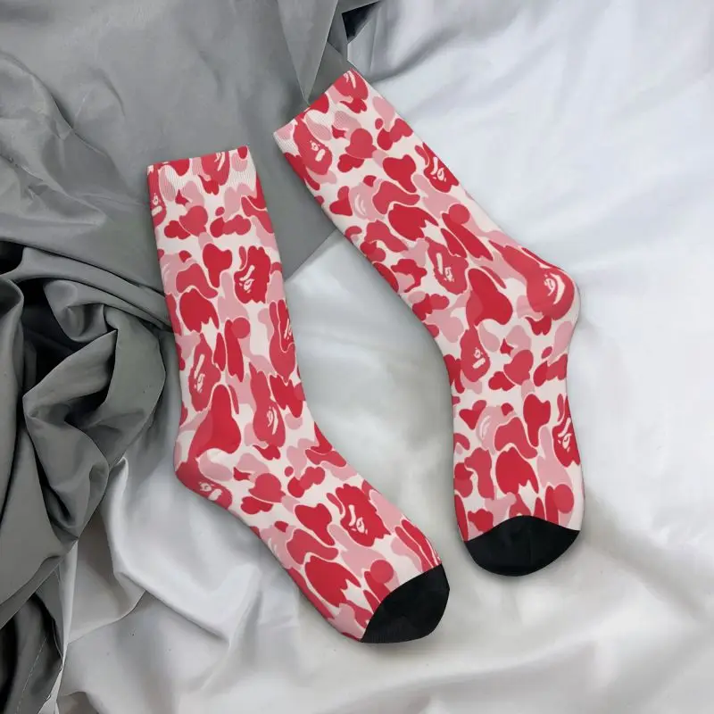 Calcetines de vestir unisex con estampado 3D divertido de camuflaje para hombre de camuflaje femenino rosa personalizado