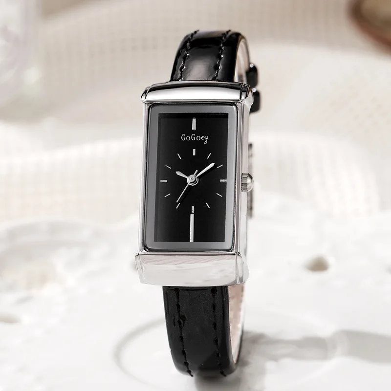Marken-Bestseller Damenuhr, Modische Rechteckige Quarz-Armbanduhr mit Lederarmband, Geschenk für Studenten, Luxusuhr – Detail 4