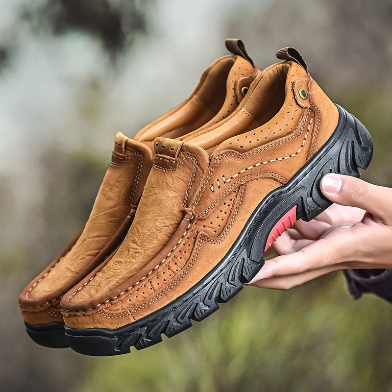 Autumn Men Thick Soled Dynamic Outdoor Casual Shoes Frosted Soft Sole Soft Surface Middle-aged Hiking  Mountaineering Shoes