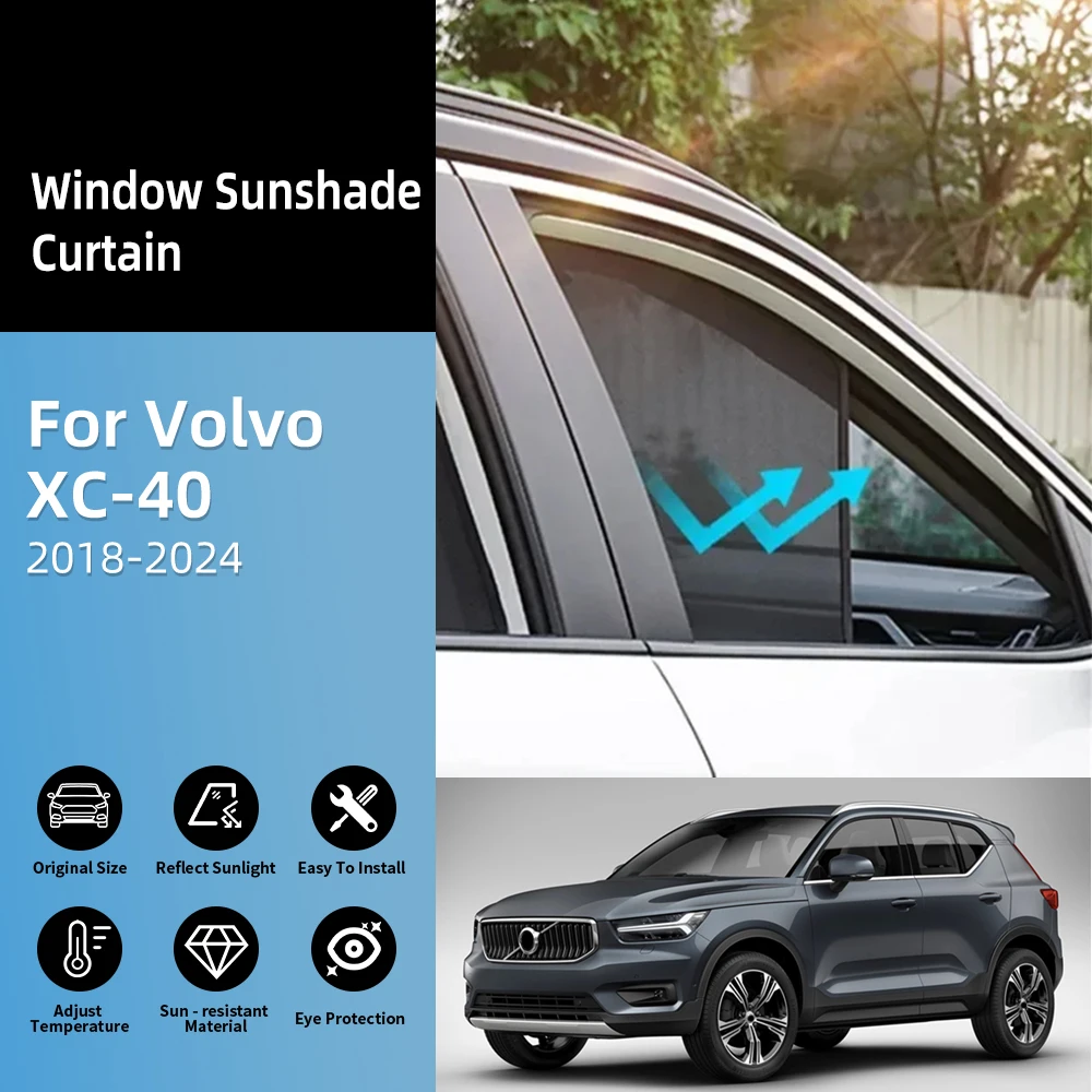 

For Volvo XC40 2018 2019 2020 2021 2022 2023 2024 Side Window Sun Shade Visor Car Sunshade Front Windshield Mesh Vehicle Curtain