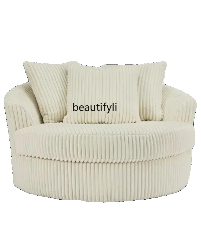 Nordic Designer Lazy Fabric Small Couch Bedroom Balcony Modern Cream Wind Rotating Corduroy Single Sofa