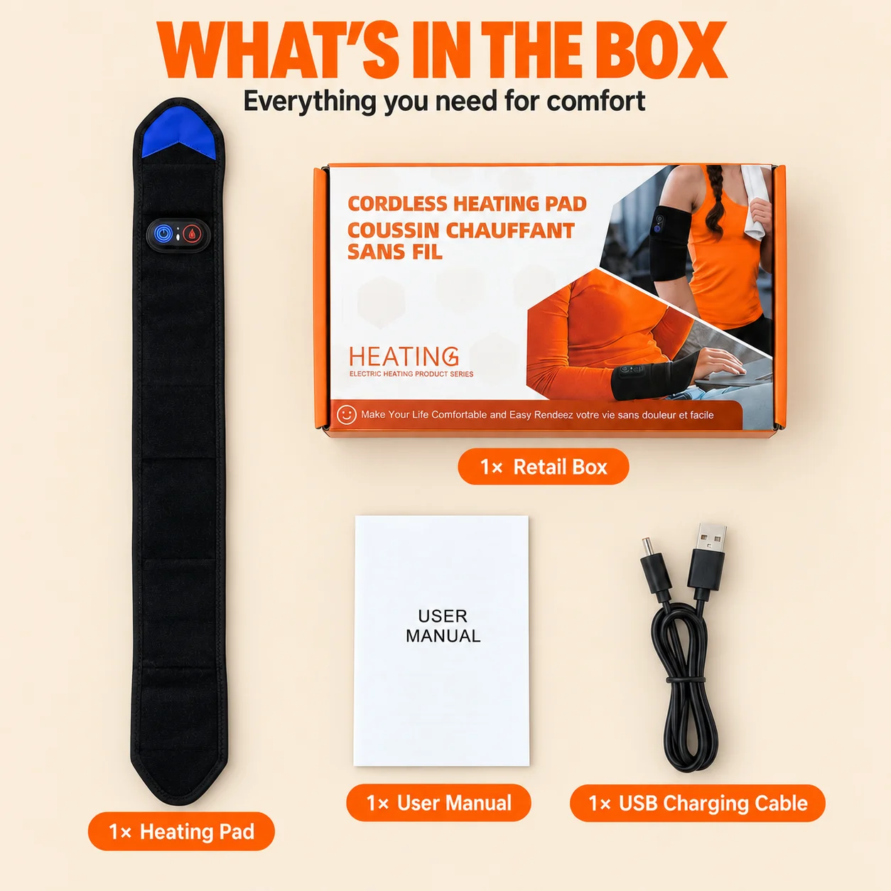 Wearable Red Light Heating Wrap for Elbow Arm Knee Leg, Adjustable Electric Heating Pad with 3 Heat Levels and 3 Timer Settings