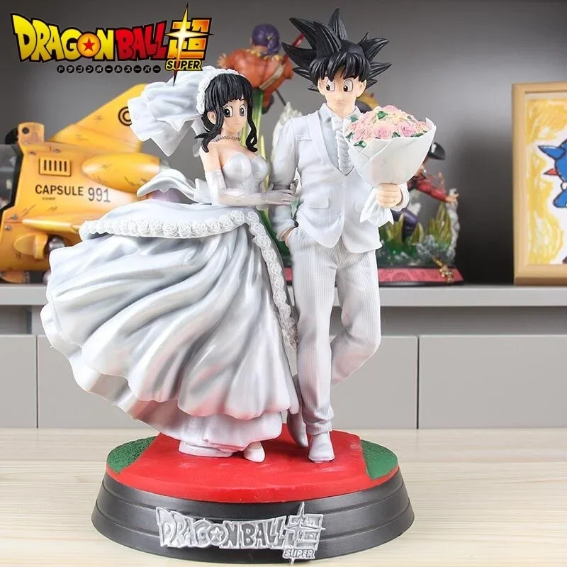 

33cm Anime Figure Dragon Ball Super Son Goku Chichi Figures White Wedding Dress Figurine Pvc Doll Collection Model Birthday Gift