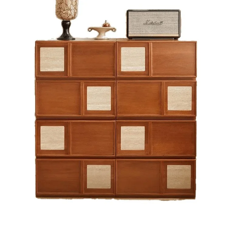 

Retro bookcase combination cabinet, solid wood magazine bedroom display cabinet