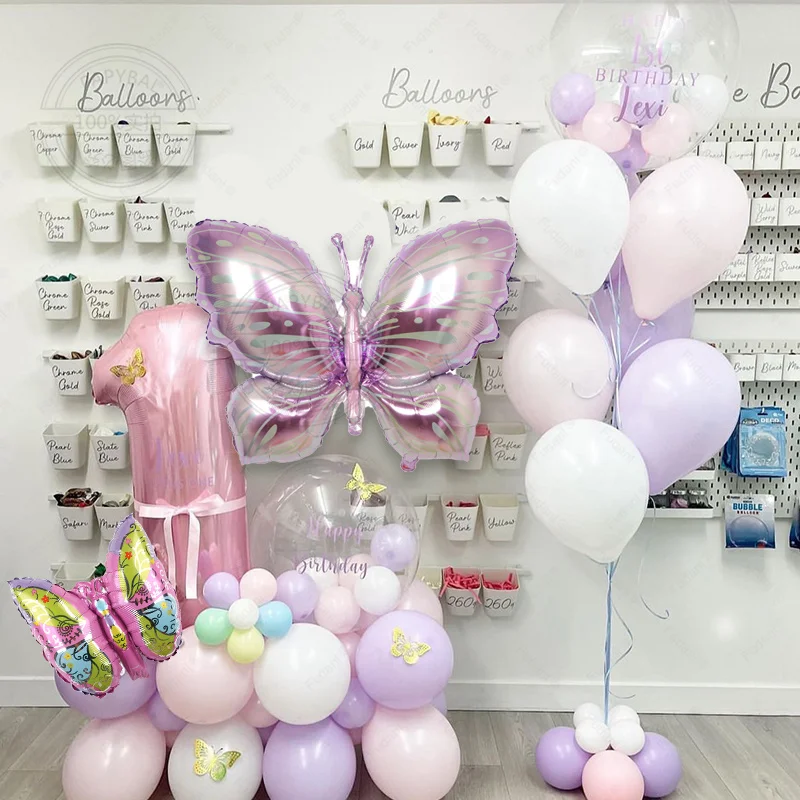 

82Pcs Purple Butterfly Birthday Theme Balloons Set Colored Macaron Latex Balloons for Wedding Bridal Shower Baby Shower Decor