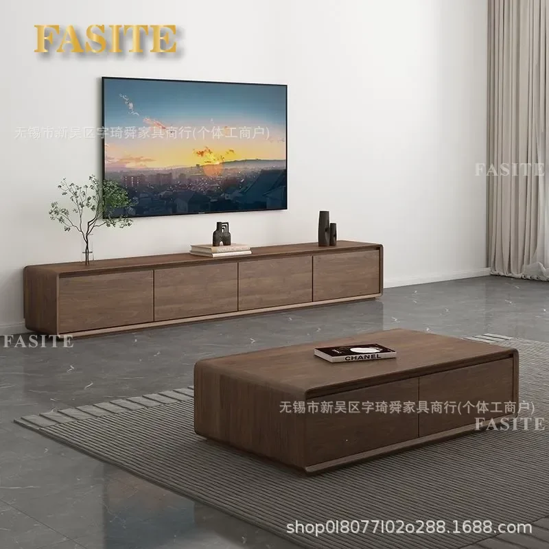 For Nordic Cream Style Solid Wood Multilayer Board TV Cabinet Modern Simple Living Room Household Small Unit Floor to Ceiling