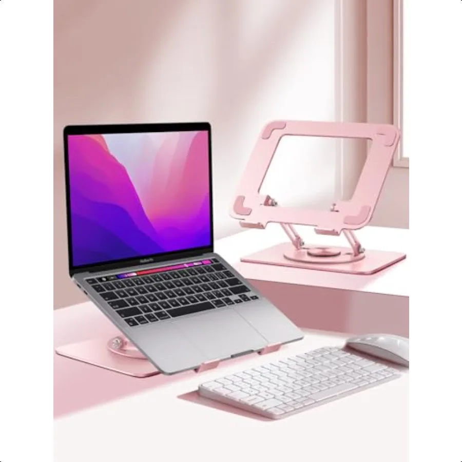 

Adjustable Laptop Stand for Deskwith 360 Free Rotation Base and Foldable Design Ergonomic Laptop Riser Fits for Book Dell HP an