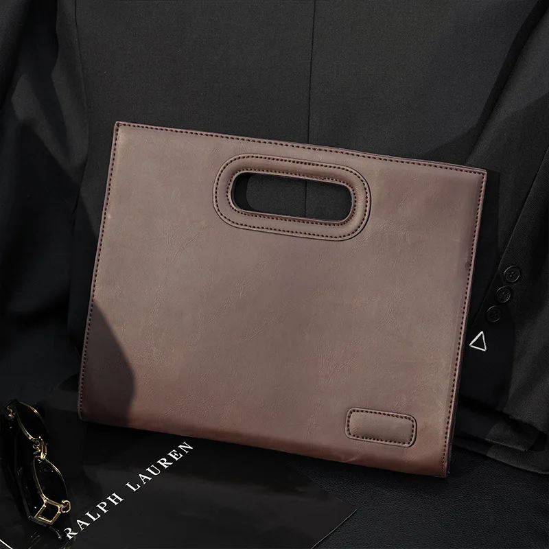 กระเป๋าเอกสารผู้ชายกระเป๋าคลัทช์ Crazy Horse หนัง Executive Square Porter Office กระเป๋าถือเอกสารธุรกิจ Vintage Hand Porter กระเป๋า