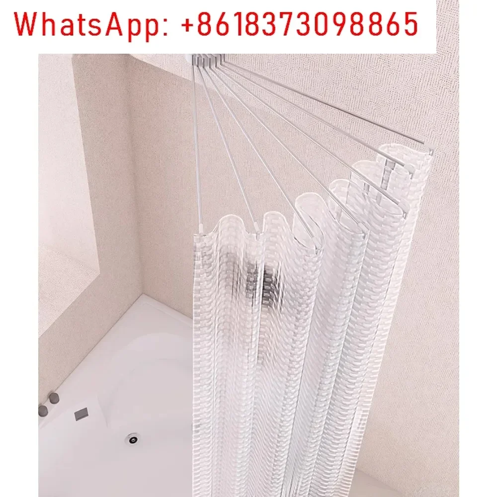 

Shower curtain rod with no punching set,stainless steel fan-shaped arc shaped,different corner turning,semi circular bathroom