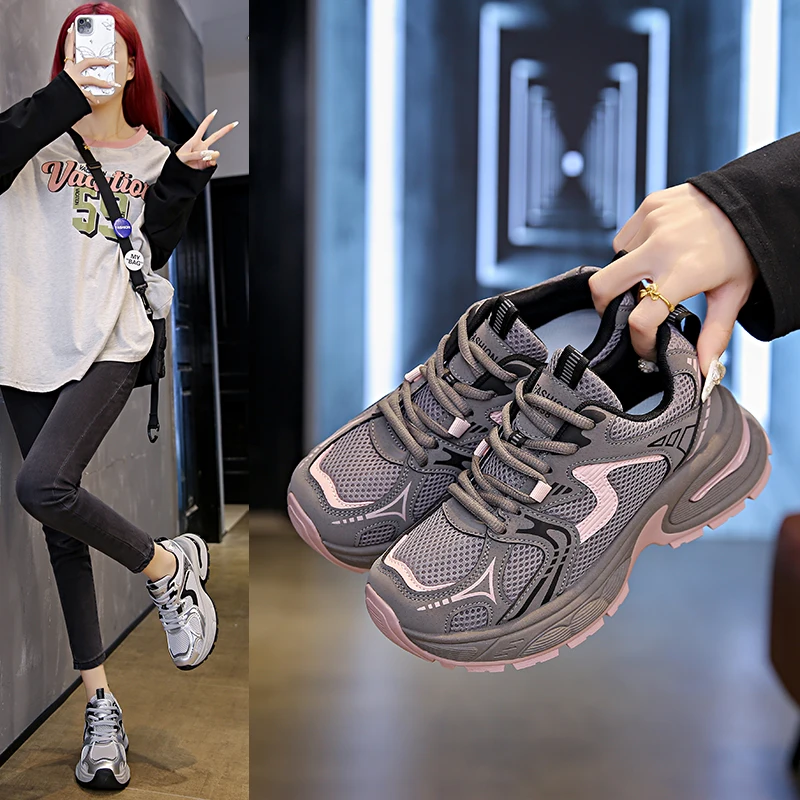 

Women Shoes 2025 New Autumn Trendy Brand Torre Female Thick Sole Increased Casual Flow Reflective Sports Running Trendy Shoes