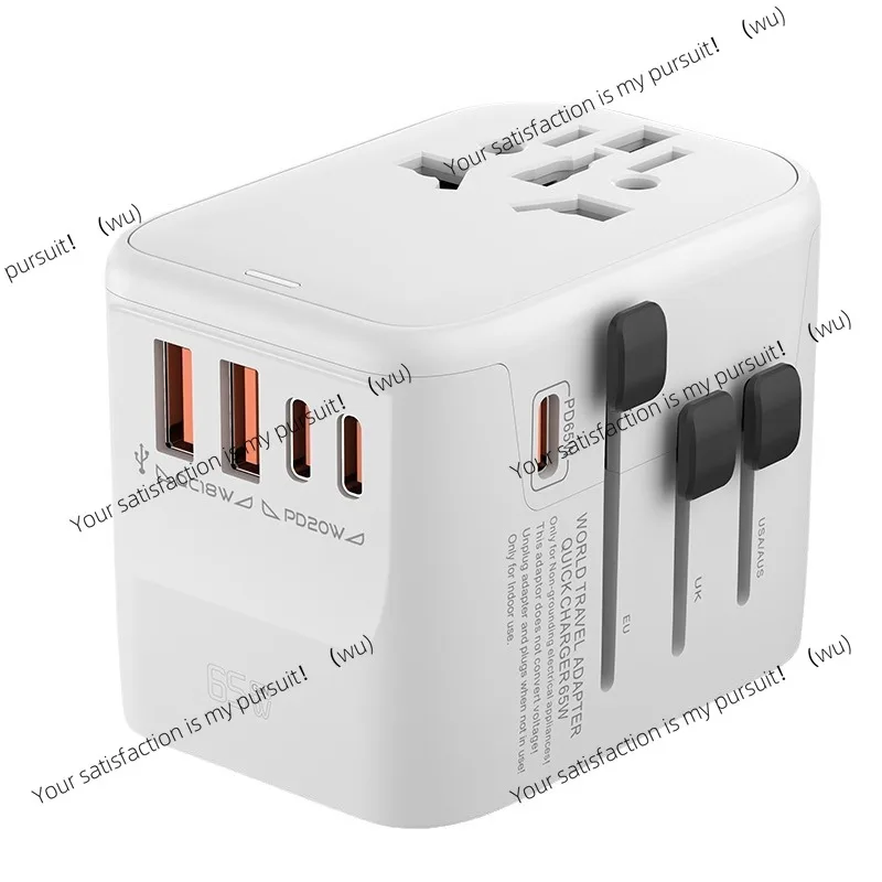 New 65W gallium nitride 5-port fast charging conversion plug, global multi-function socket converter, multi-country travel plug