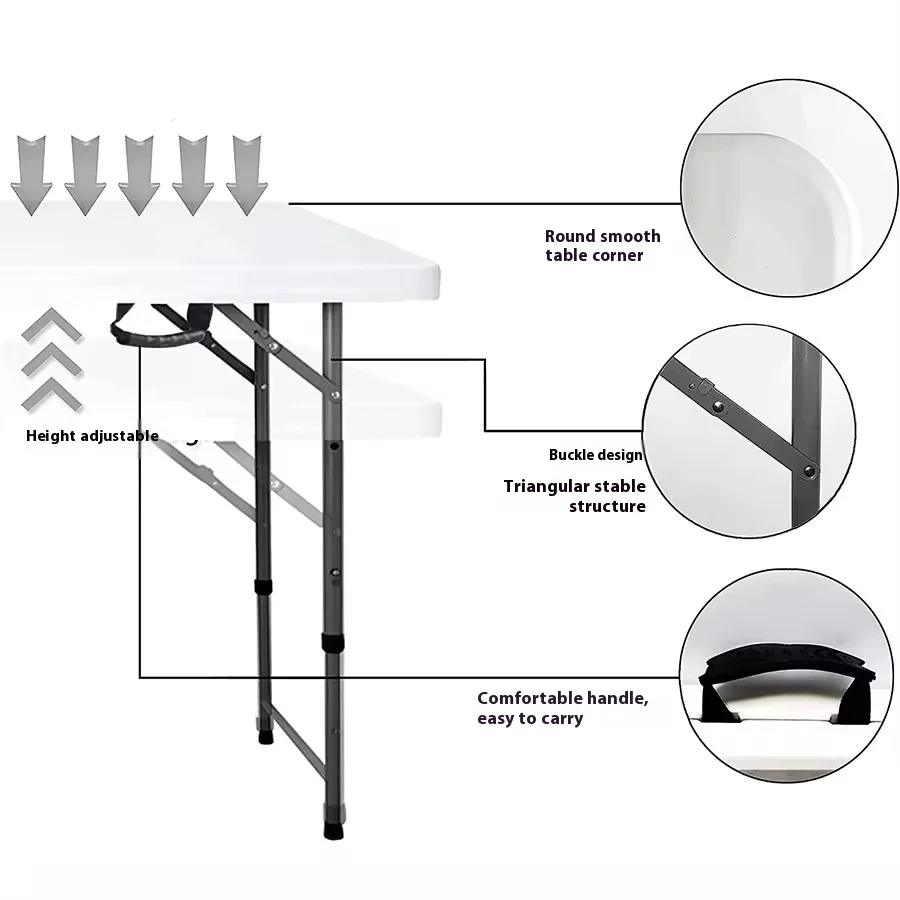 

Gold Seller Wholesale White Rectangle Plastic Dining Table Wedding Reception Party Event Folding Table Picnic Portable Folding T