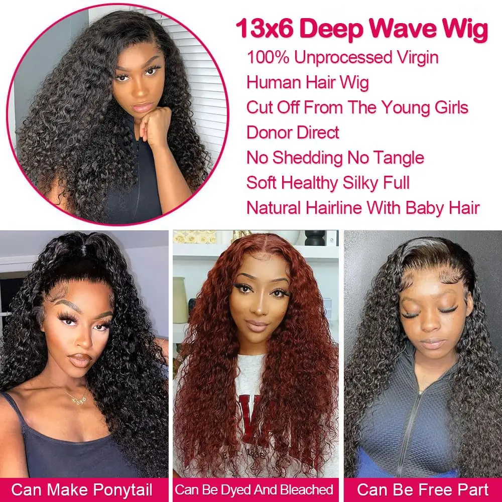 13x6 Lace Frontal Wig 30 Inch Deep Wave Human Hair Curly Wigs for Women Choice Water Wave 13x4 Lace Front Human Hair Wig on Sale