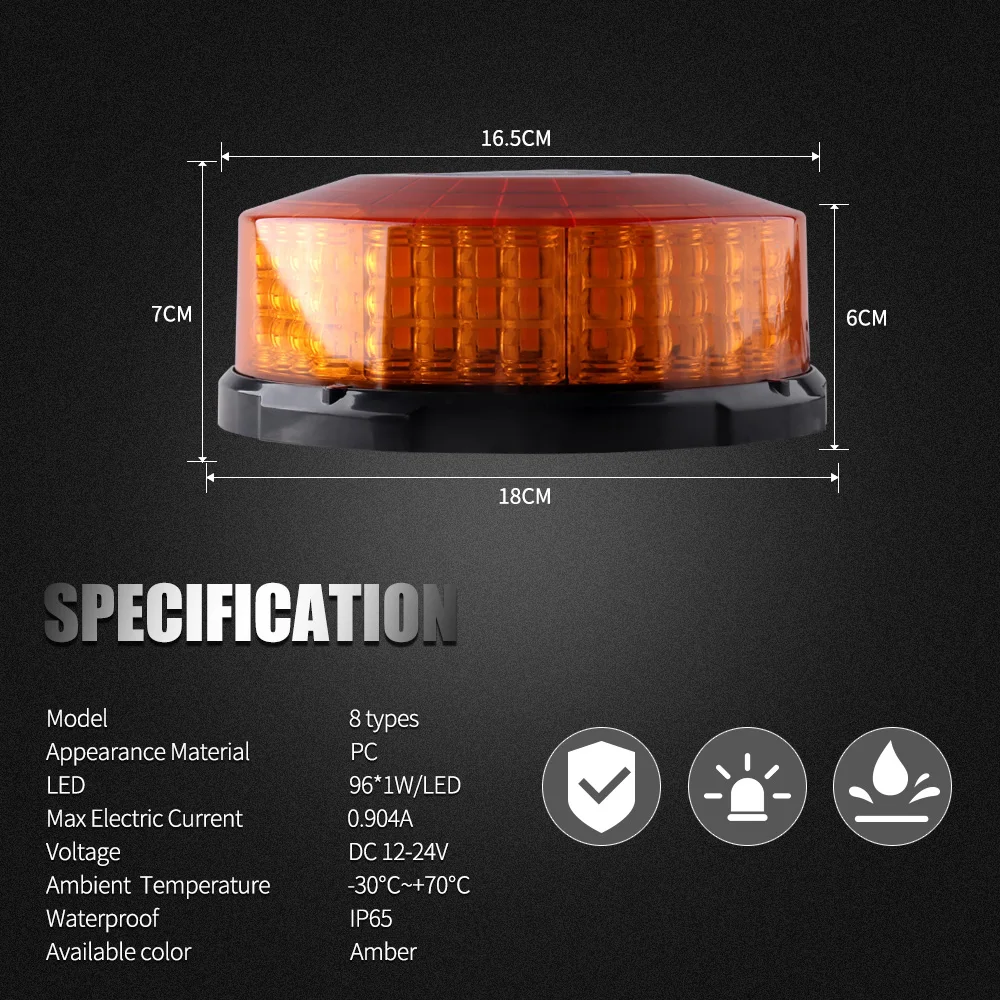 1PCS High-Intensity Amber LED Stroboscopic Lamp - Ultimate Visibility and Safety for Emergency and Construction Vehicles