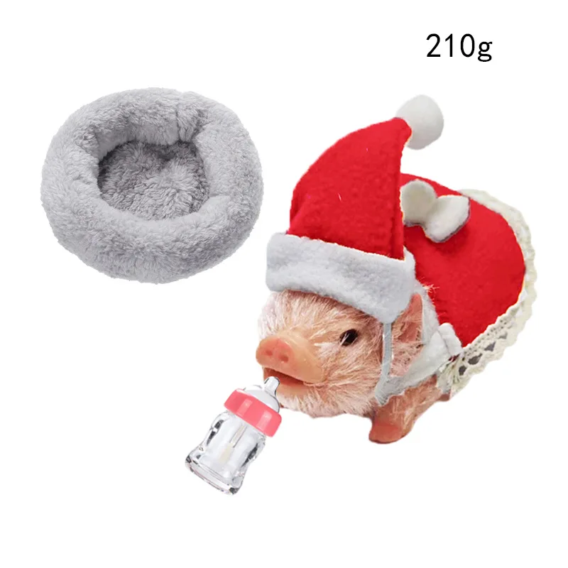 シミュレーションリボーンドール子豚ソフトシリコーン赤ちゃん豚人形おもちゃボディ毛深い豚の装飾クリスマスギフト子供教育ペットおもちゃ