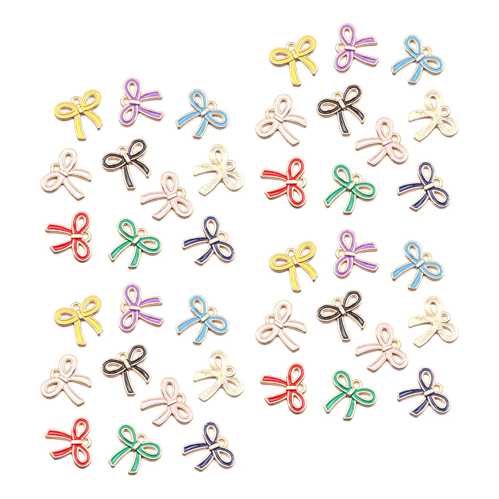 50 قطعة قلادة القوس الملونة سحر سبيكة صغيرة لطيف Bowknot موصلات DIY بها بنفسك صنع المجوهرات سوار قلادة الحرفية