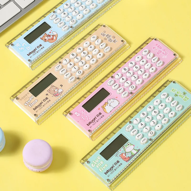 Ruler Calculator Mini Cartoon Cute Gift Ruler with Computer Korean Version Personality Ideas