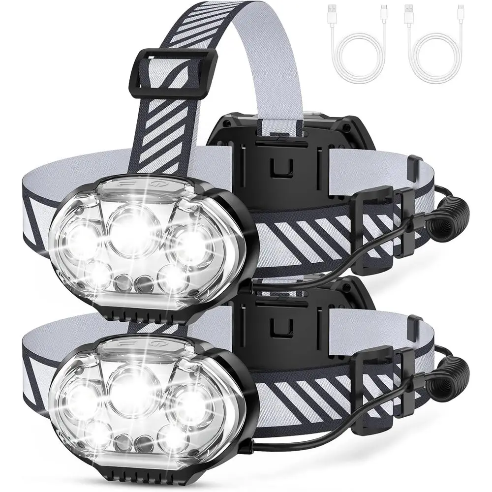 

Rechargeable 5 LED Lamp with Red White Light, IPX4 Waterproof, Ideal for Outdoor Running, Hunting, Fishing, Hiking, Camping