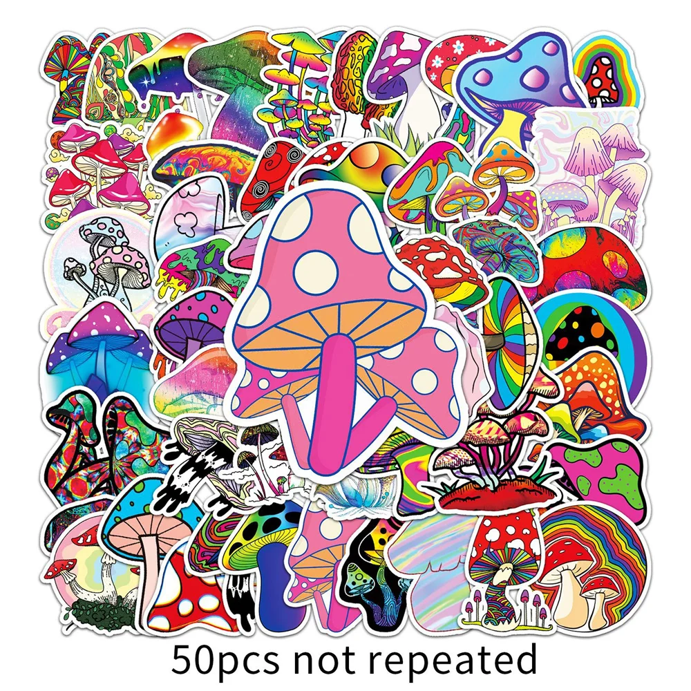 10/30/50PCS Cartoon Psychedelic Mushroom Graffiti Delicate Sticker Suitcase Skateboard Luggage Notebook Guitar Sticker Wholesale