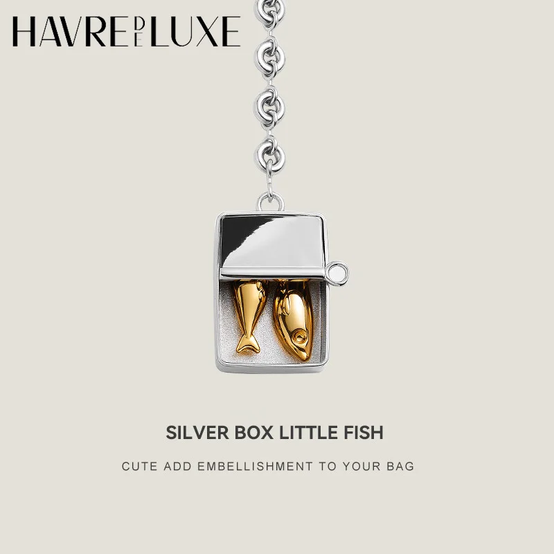 Silver Box Fish For Women Bag Keychain Gift Durable Fashion Highend Car Hanging Ornament Delicate Bag Accessories