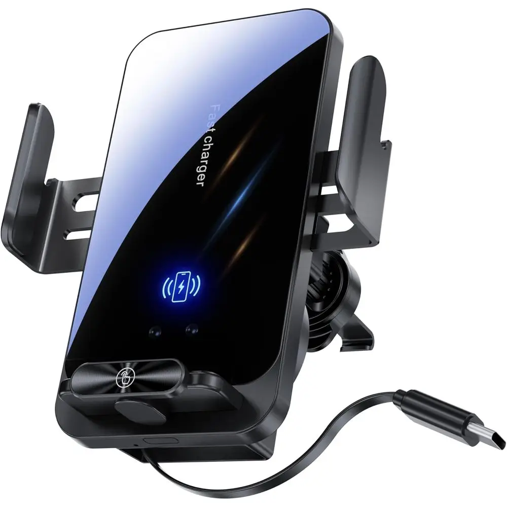 

Magnetic Phone Holder Car Wireless Charging Mount 360 Adjustable Rotatable Auto-Clamping Car Vent or Dashboard Phone Holder for