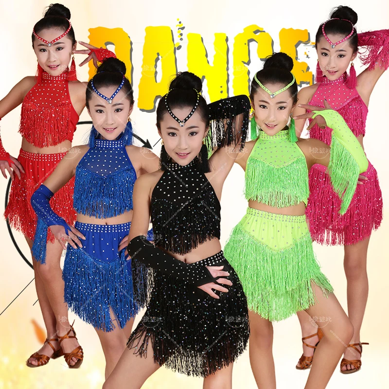 Sequin Pull New Ding Dance Tassel Dress Girl Fashion Cha Cha Salsa Tango Dance Costume Stage Dress