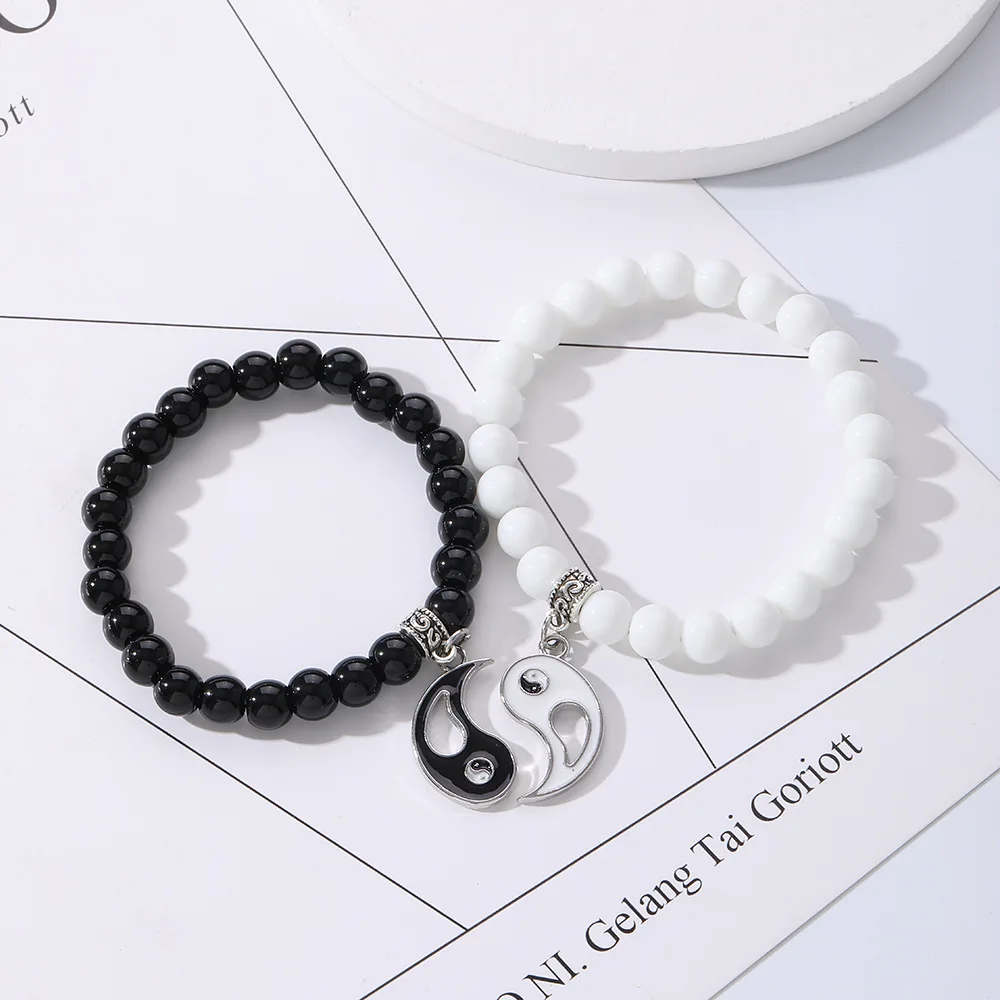 Yin Yang Eight Trigrams Tai Chi Bracelet for Couple Simple Fashion Special Aesthetic Vintage Chain Friend Hiphop Accessories New