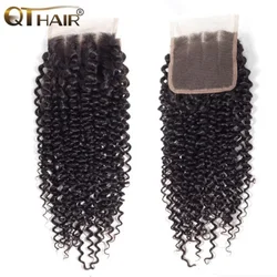 Kinky Curly Lace Closure Only 4x4 Lace Closure Human Hair Free Middle Part Remy Hair Brazilian Human Hair Closure Natural Color