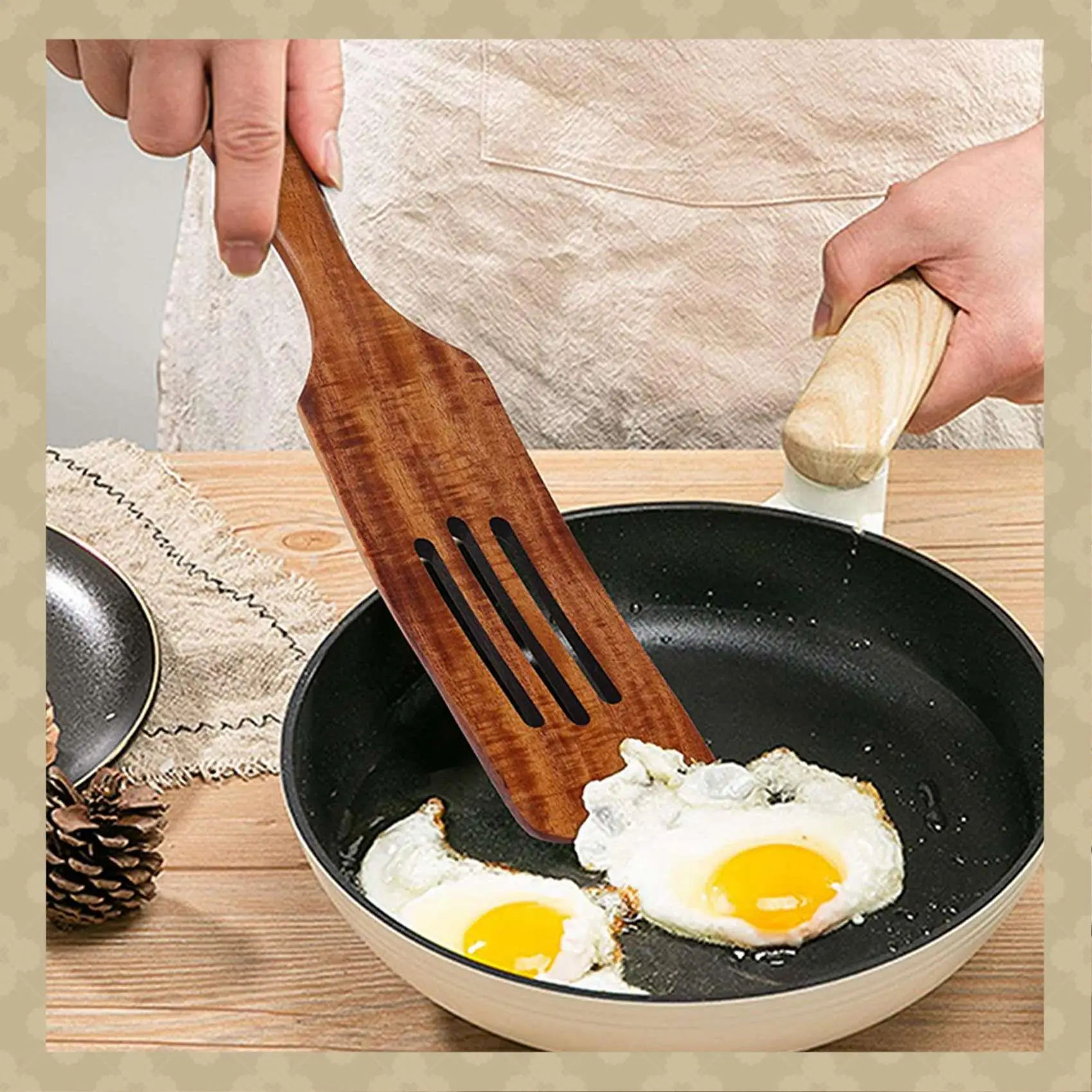 AB45 12 Pcs Wooden Spurtle Set, Teak Spurtle Set Heat Resistant Wooden Spatula Cooking Utensils Set Non-Stick Wooden Spoons