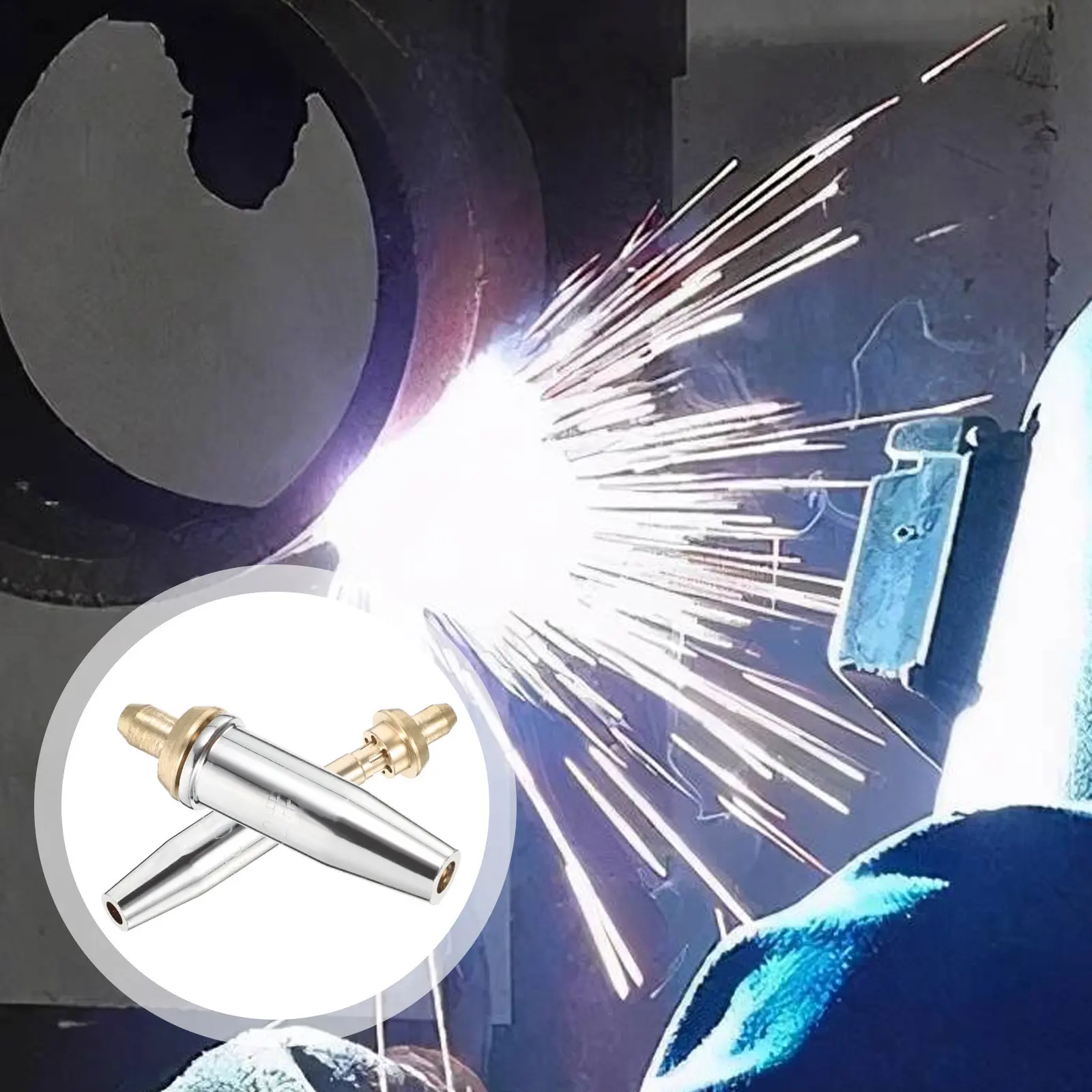 2Pcs Heavy Duty Brass Propane Cutting Torch Tip with Polished Chromium Plating High Concentricity Split Design Welding