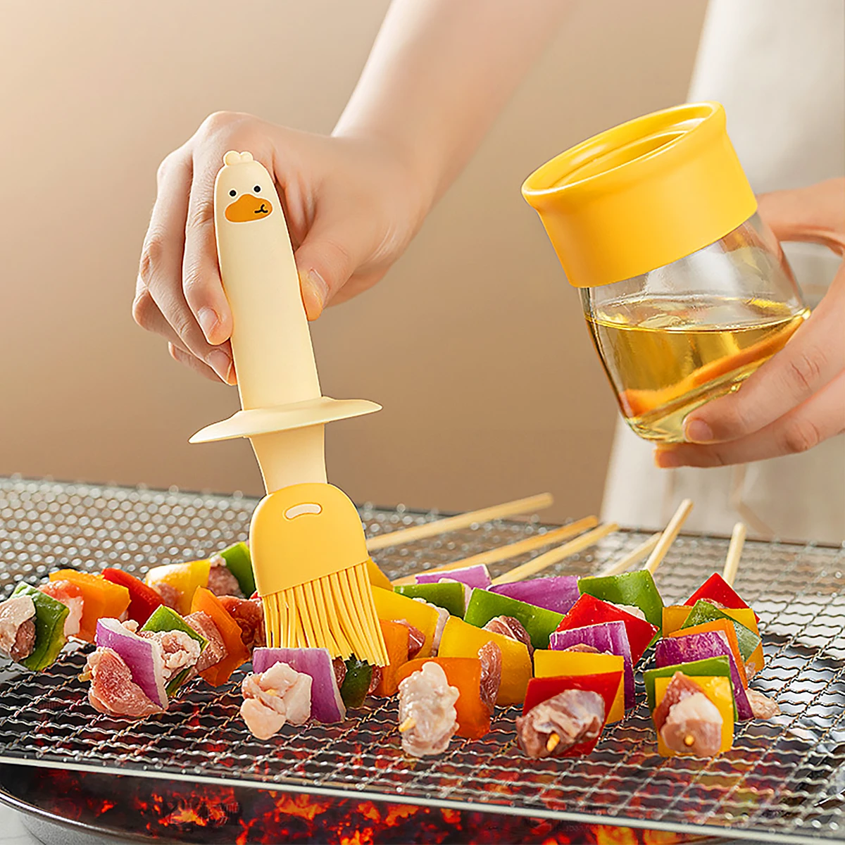 1pc - Kitchen Accessories Oil Brush with Bottle Barbecue Special Brush Kitchen Pancake Tool