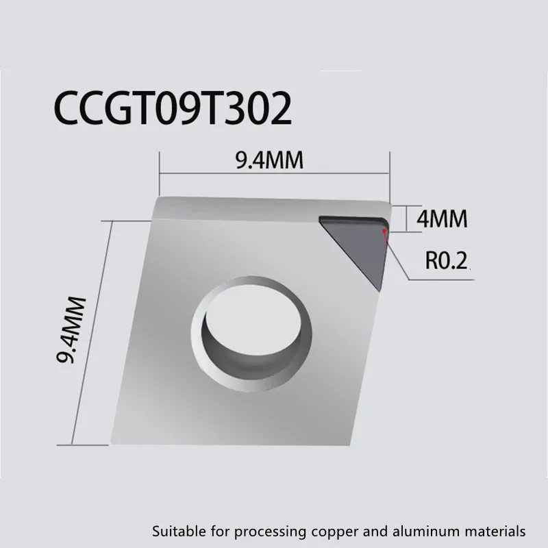 PCD CCGT09T302/304/308 Insert Single Crystal Turning Tool High Hardness Diamond Cutter for Copper Aluminum