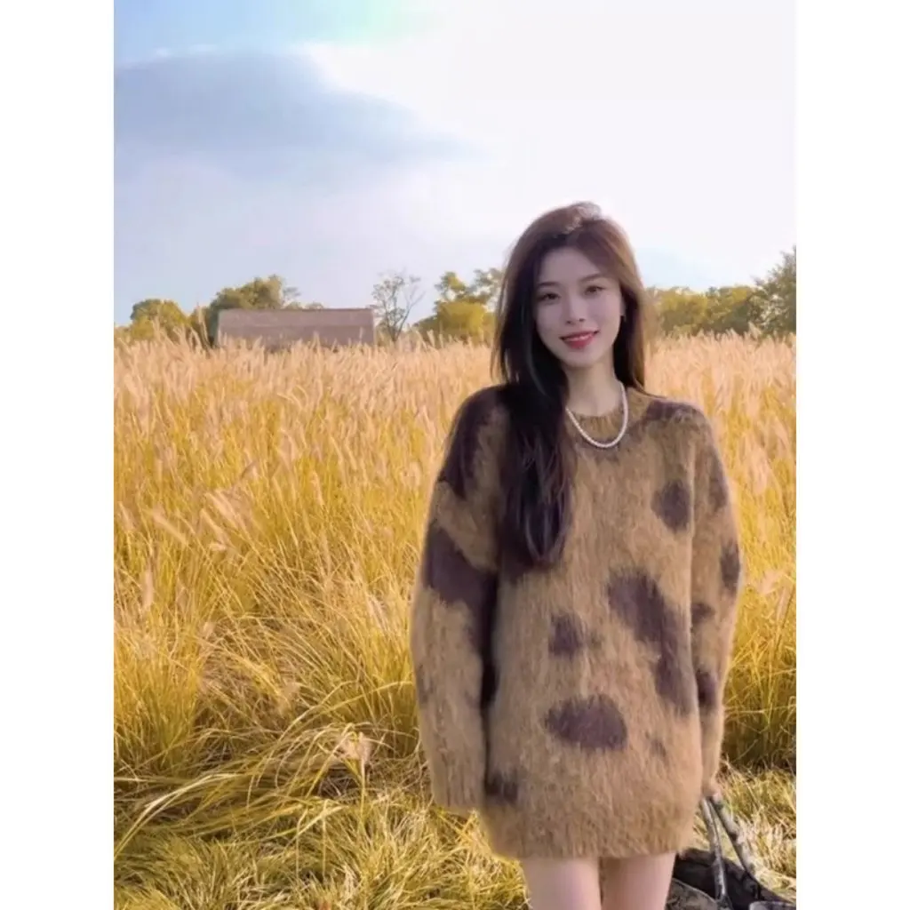 Женский пуловер с длинными рукавами, свитер в корейском стиле, высококачественный молочный фуфу, ленивый модный осенне-зимний топ