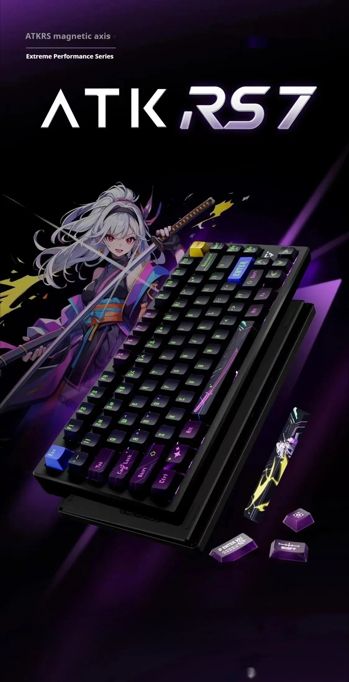 

Vgn Atk Rs7 Magnetic Axis Keyboard Aluminium Alloy Wired Ultra Performance Keyboard Customized Hot Swap Gasket Rgb Keyboard