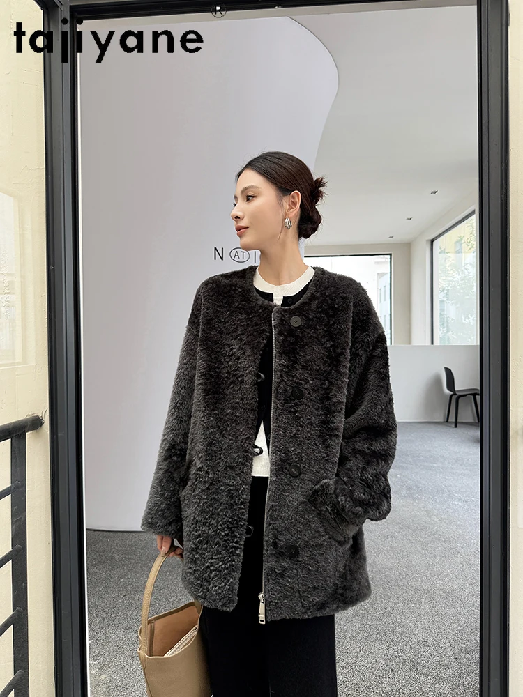 100% Naturalna Wełna Lagonowa Skóra Owcza Dwustronny Płaszcz z Futra Damski Luksusowy Szary Czarny Prawdziwe Futro Kurtka Damska Zimowe Ubrania 2025 шуба