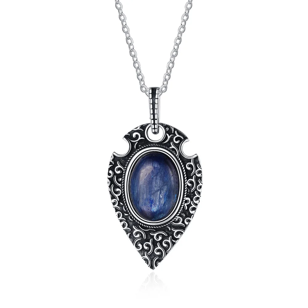Retro Elegant Kyanite Necklace for Women Moonstone Labradorite Natural Gemstone Pendant Birthday Engagement Party Jewelry Gifts