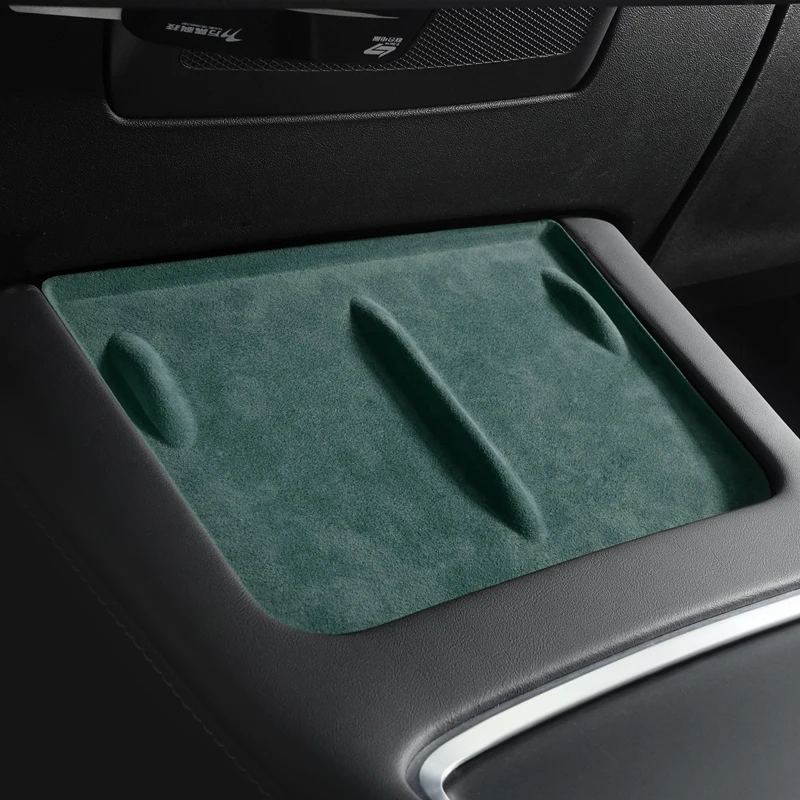 For Tesla Model 3 2018-2022 Model Y Made of Alcantara Wrap Wireless Charging Pad Cover Non-Slip Phone Charge Mat Car Accessories