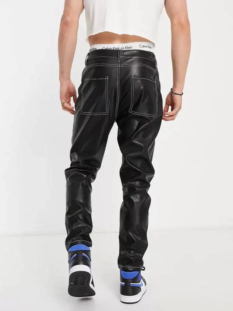 Men's Long Leather Pants, Punk Style, Rock Show Fashion, Nightclub, New Autumn Winter Collection