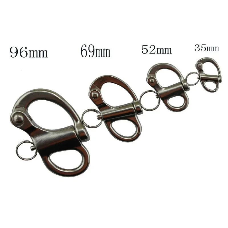 5Pcs 35mm Stainless Steel Mini Fixed Snap Shackle Quick Release Fixed Shackles with Round Ring Marine Boat Rigging Hardware 5pcs