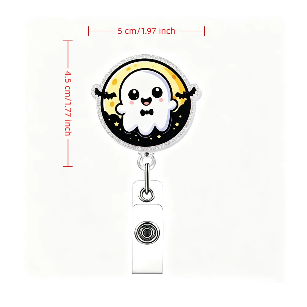 Retractable Badge Reel with Alligator Clip – 360° Swivel ID Holder, Cute Cartoon Design for Nurses & Office Workers