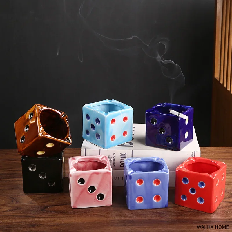 

Modern Square Dice Ceramic Ashtray Restaurant Hotel Ornament Birthday Gift Abstract Fun Ashtray Car Living Room Home Decoration