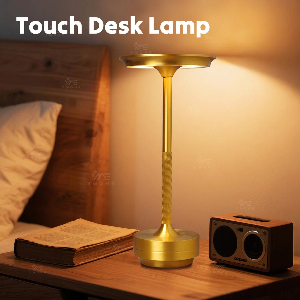Novo 40leds toque lâmpada de mesa USB-C carregamento 3 modos luz regulável lâmpada do berçário com 2000mah bateria lâmpada mesa cabeceira para leitura