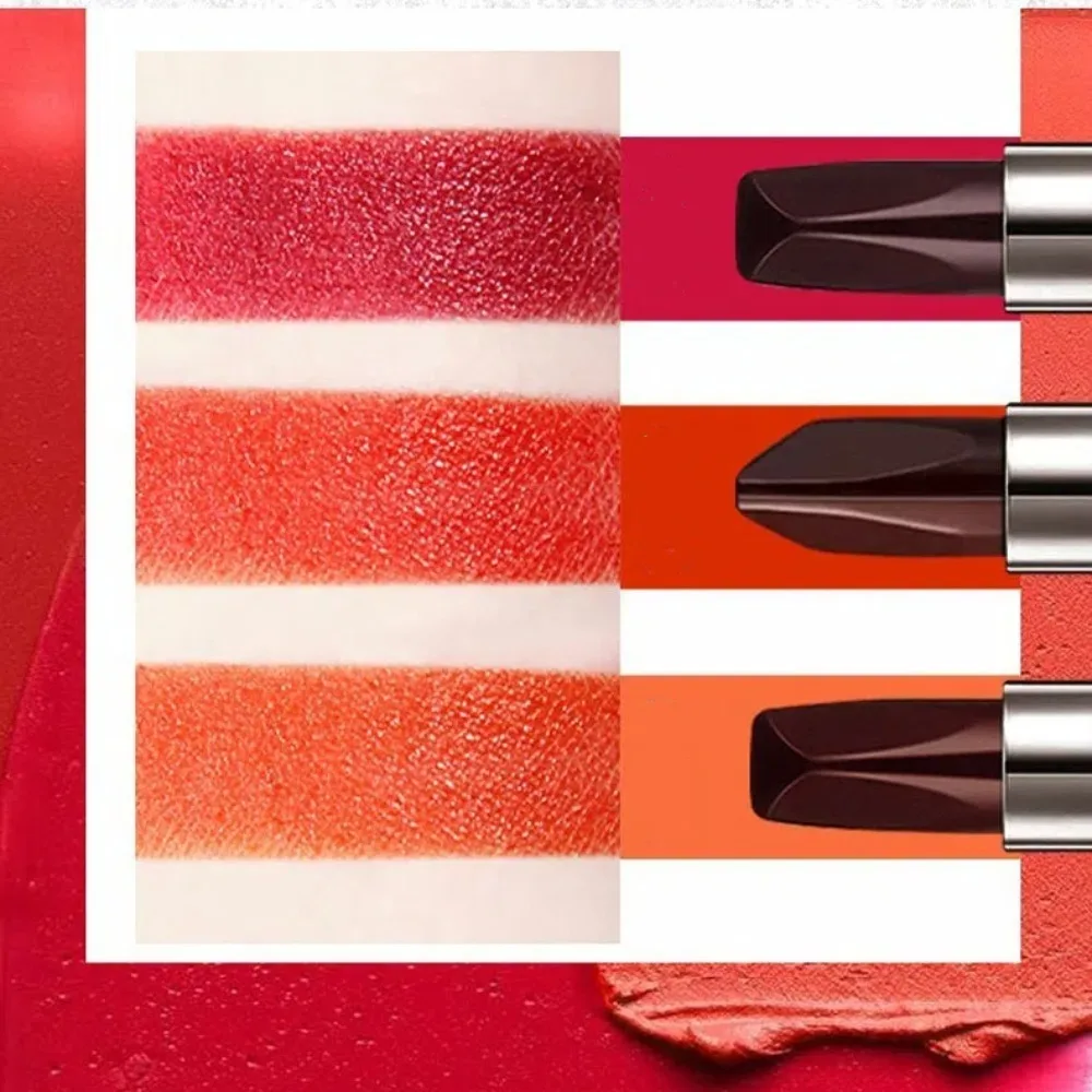 セクシーな三色リップスティック、防水、長持ち、色落ちしない、保湿マットリップスティック