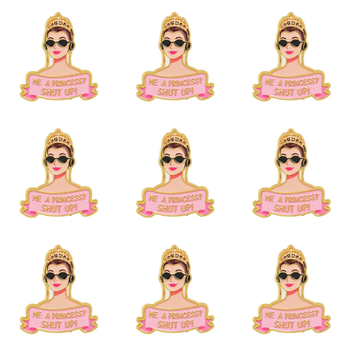 9-teiliges Emaille-Pin-Set mit cooler Dame mit Sonnenbrille, Cartoon-Brosche für Mantelkragen, Reversnadeln, Metallabzeichen, Schmuck, lustiges Geschenk