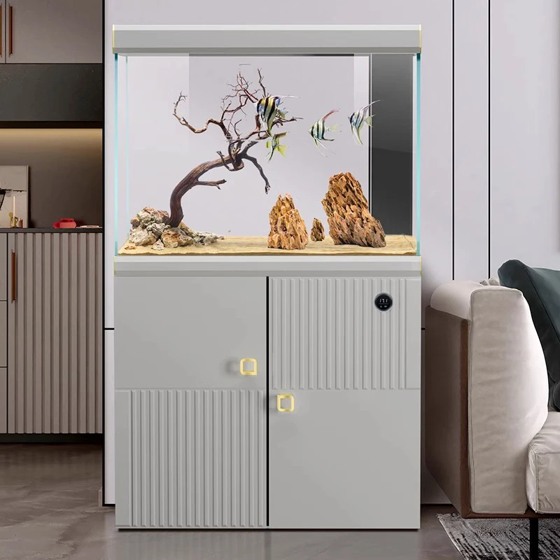 2025 living room ultra-white small fish tank, floor-to-ceiling household bottom filter goldfish tank, Fashion